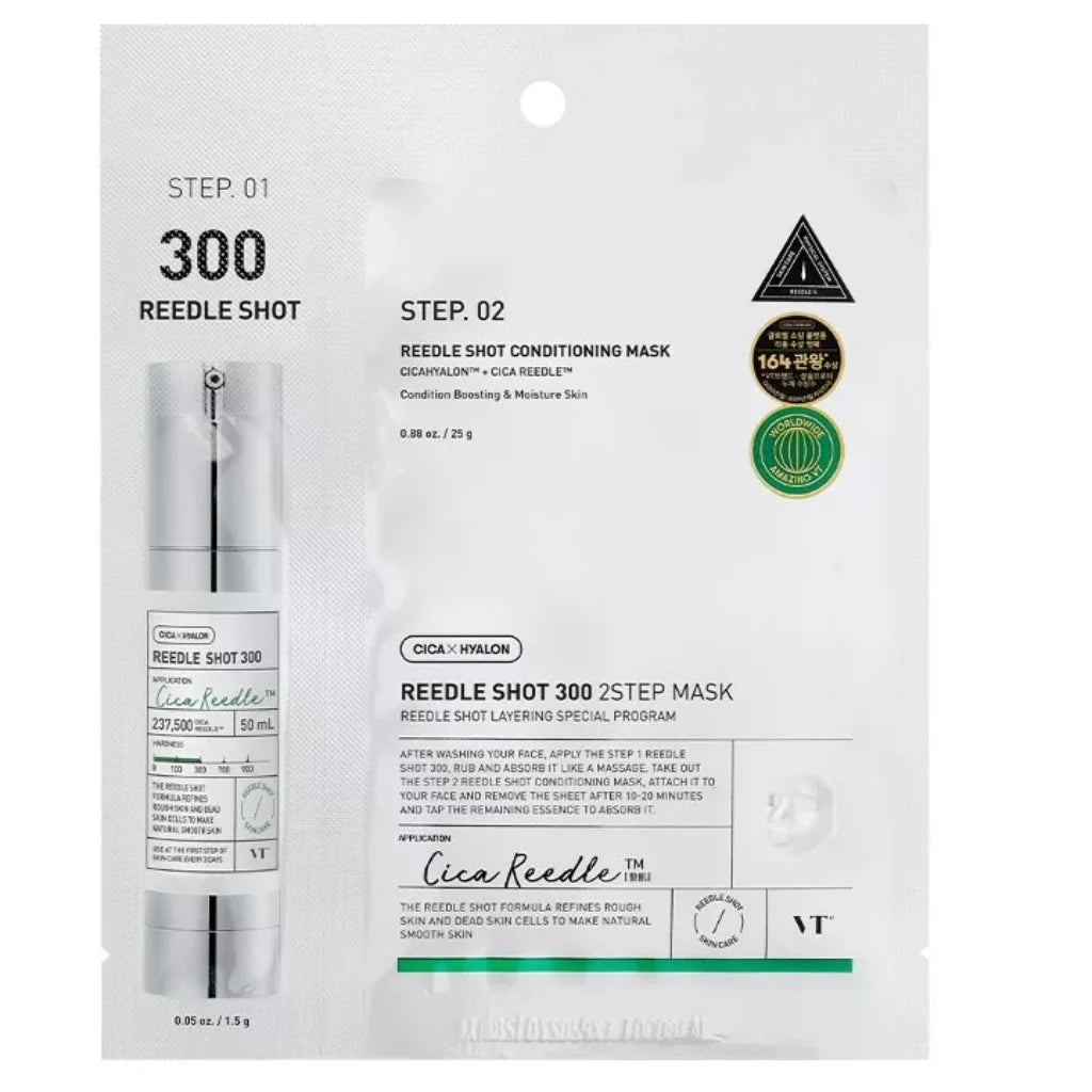 VT COSMETICS Mild Reedle Shot 300 2-Step Mask – dviejų žingsnių odos atgaivinimo procedūra su mikrospygliukais (1 vnt.)
