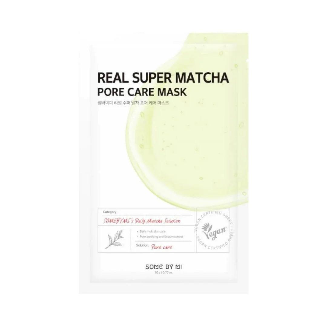 SOME BY MI Real Super Matcha Pore Care Mask - lakštinė veido kaukė porų mažinimui - KBEAUTY.LT