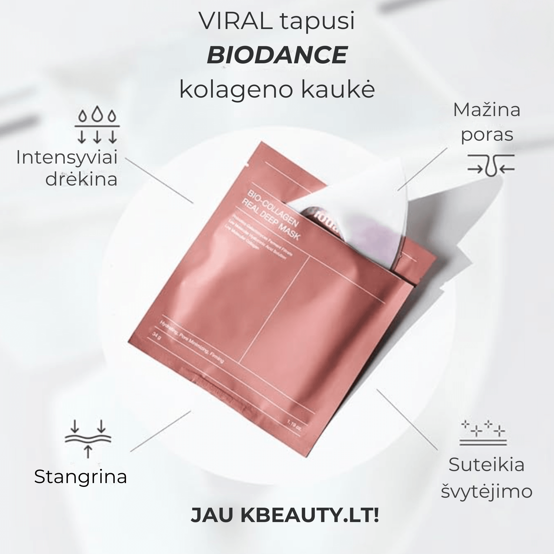 Biodance Bio-Collagen Real Deep Mask - kolageno kaukė, 1 vnt. - KBEAUTY.LT