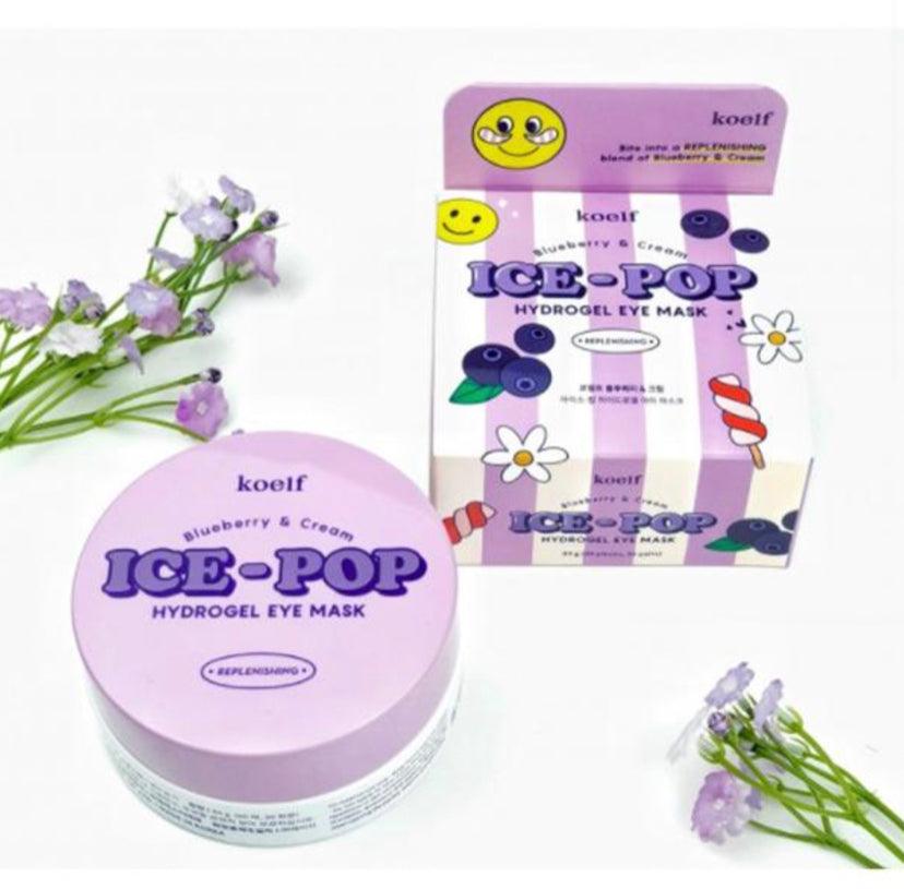 KOELF Blueberry & Cream ICE-POP Hydrogel Eye Mask - hidrogelio paakių padeliai (60 vnt.) - KBEAUTY.LT