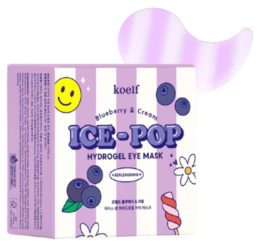 KOELF Blueberry & Cream ICE-POP Hydrogel Eye Mask - hidrogelio paakių padeliai (60 vnt.) - KBEAUTY.LT