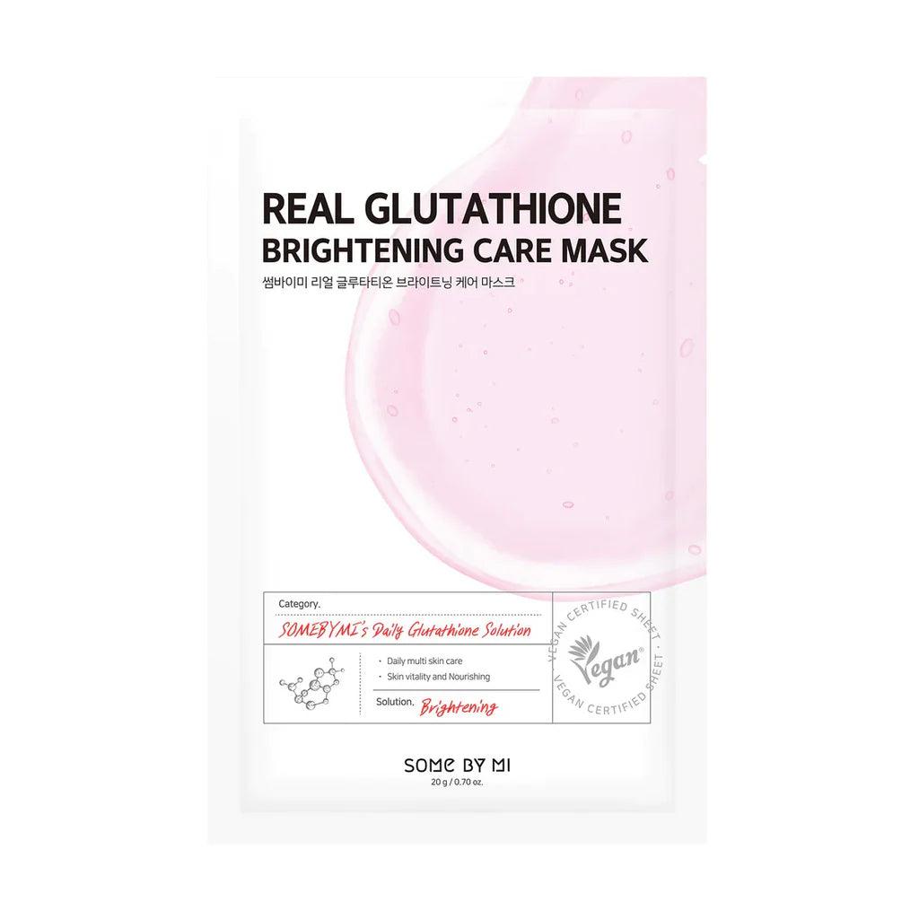 SOME BY MI Real Glutathione Brightening Care Mask - skaistinanti, spindesio suteikianti lakštinė kaukė - KBEAUTY.LT