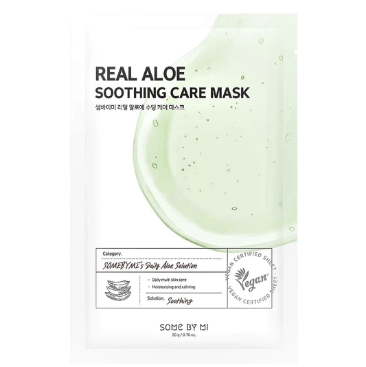 SOME BY MI Real Aloe Soothing Care Mask raminanti lakštinė veido kaukė su aloe ekstraktu - KBEAUTY.LT