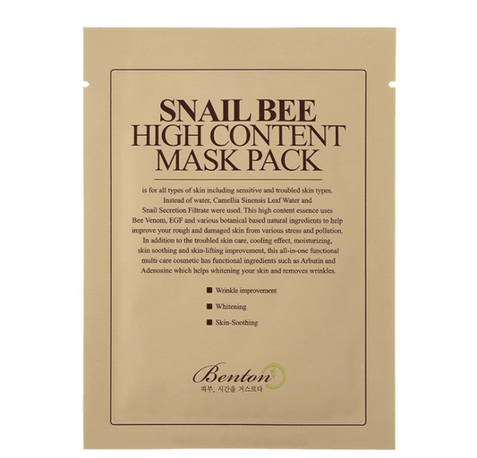 BENTON HIGH CONTENT MASK PACK - skaistinanti, raminanti lakštinė veido kaukė - KBEAUTY.LT