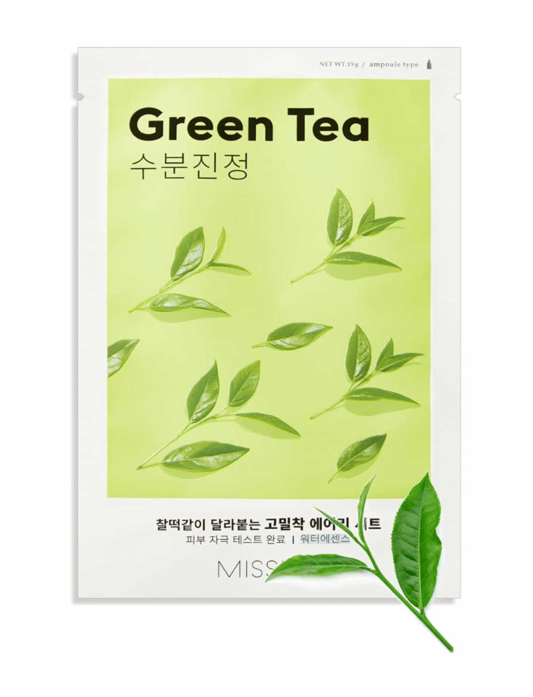 MISSHA AIry Fit Sheet Mask #GreenTea - lakštinė veido kaukė su žaliosios arbatos ekstraktu - KBEAUTY.LT