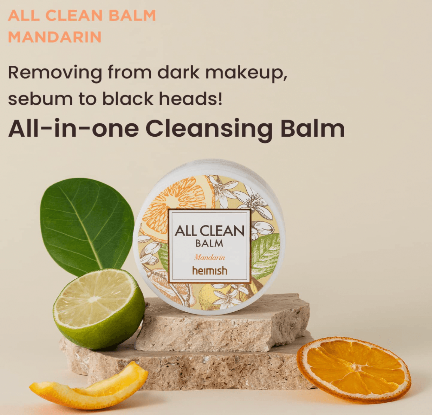 HEIMISH All Clean balm Mandarin - valomasis balzamas su mandarinais 120ml - KBEAUTY.LT