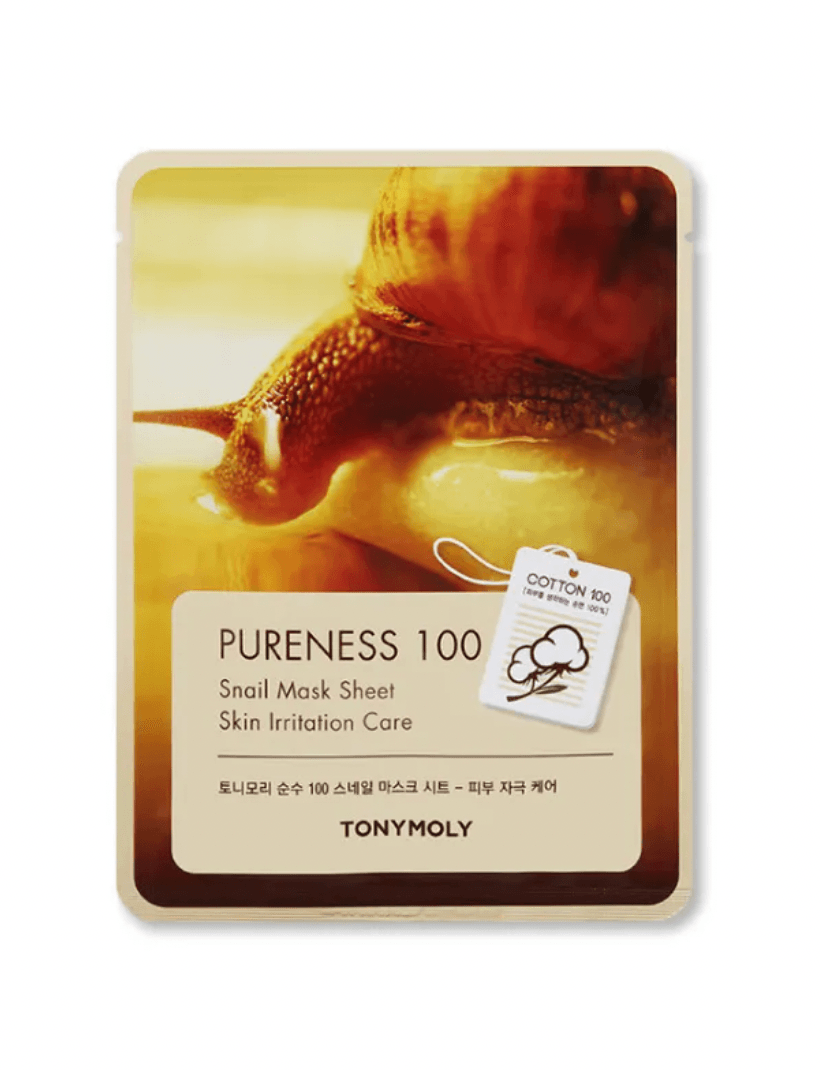 TONYMOLY Pureness 100 Mask Sheet #Snail - lakštinė veido kaukė odos raminimui ir drėkinimui - KBEAUTY.LT