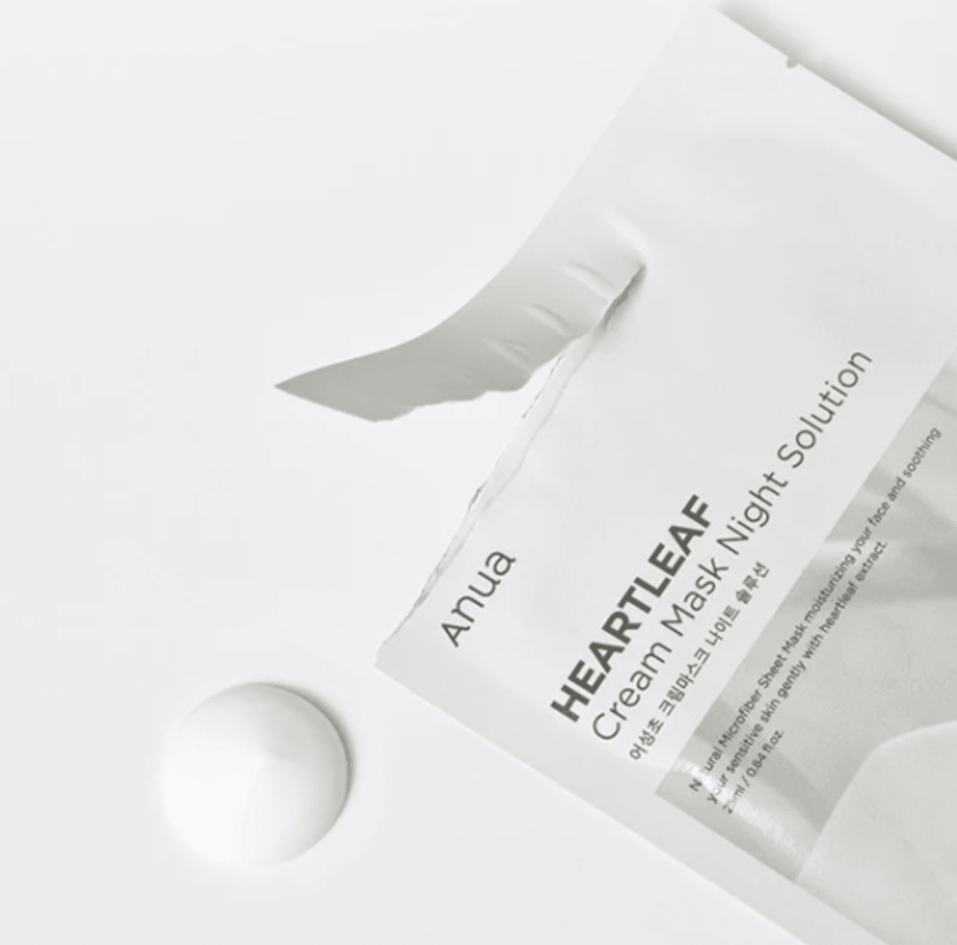 ANUA Heartleaf cream sheet mask night solution - kreminės konsistencijos drėkinanti lakštinė kaukė, 25ml - KBEAUTY.LT