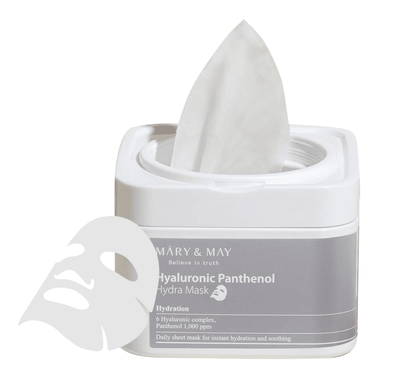 MARY & MAY Hyaluronic Panthenol Hydra Mask - drėkinančios lakštinės kaukės, 30 vnt. - KBEAUTY.LT