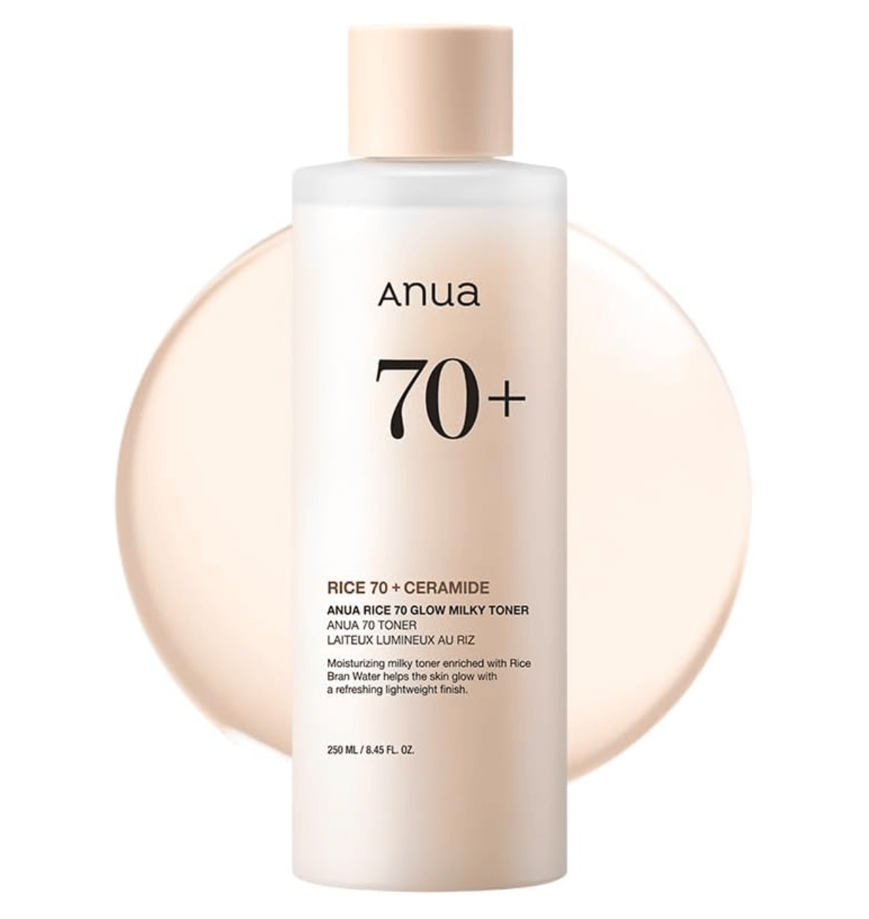 ANUA Rice 70 Glow Milky Toner - drėkinamasis tonikas su 70% ryžių ekstraktu, 250ml - KBEAUTY.LT