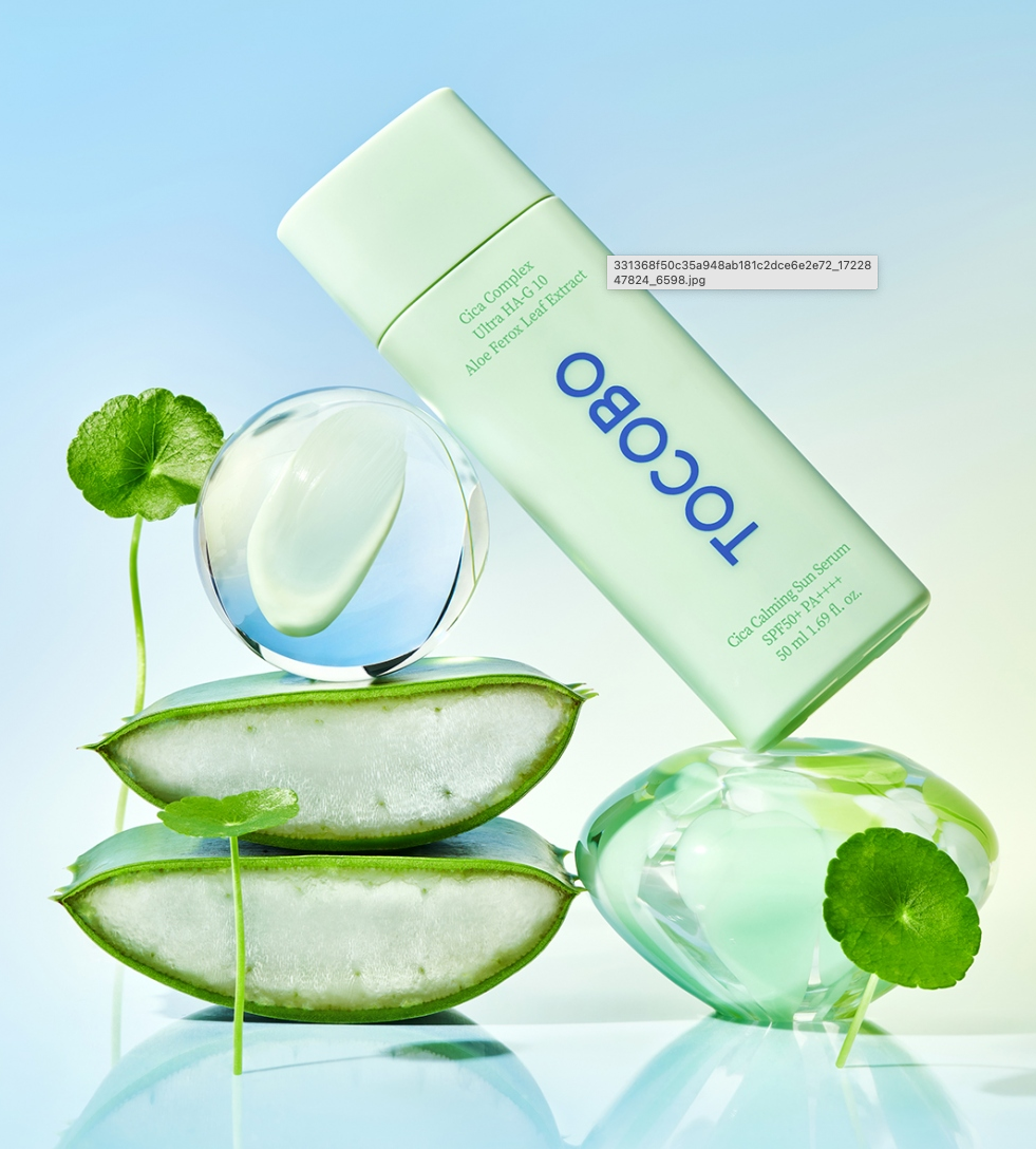 TOCOBO Cica Calming Sun Serum SPF 50+ - veido serumas su apsauga nuo saulės, 50ml