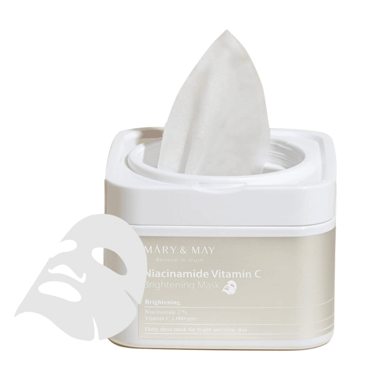 MARY&MAY Niacinamide Vitamin C Mask - lakštinės veido kaukės su niacinamidu ir vitaminu C, 30 vnt. - KBEAUTY.LT