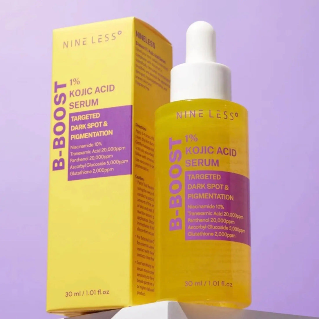 NINELESS B-Boost 1% Kojic Acid Serum – Skaistinantis serumas su 1% Kojic rūgštimi, 30 ml